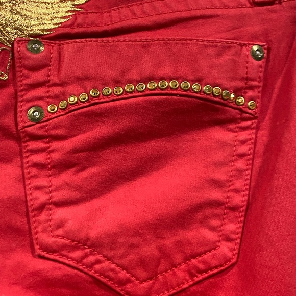 Robin’s Jeans Women’s Size 28 Marilyn Rhinestone Embellished Gold Wing Y2K - Picture 11 of 15